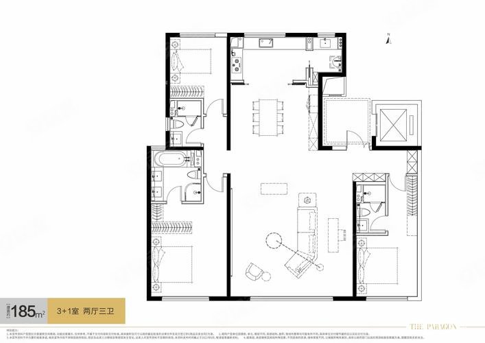 鸿诚名苑3室1厅1卫128㎡南北90万