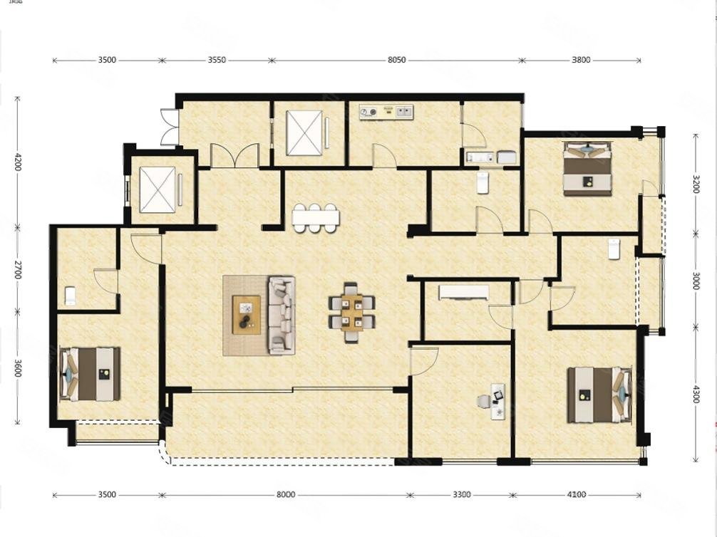 西派浣花4室2厅2卫241.34㎡南北856万