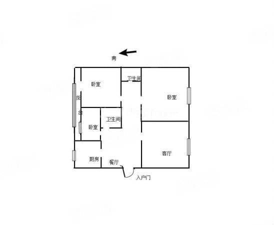 老保险公司家属院3室2厅2卫120㎡南北52万