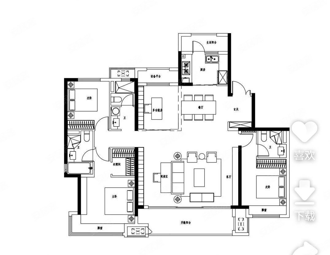 吾悦华府14楼175平4室2厅2卫豪华装修中央空调自住保养好