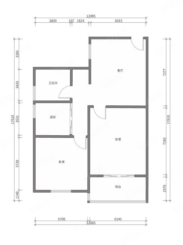 美仁新村(北区)2室2厅1卫70.52㎡南北348万