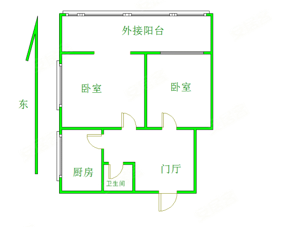 兴隆南街1号院2室1厅1卫47.56㎡南北58万