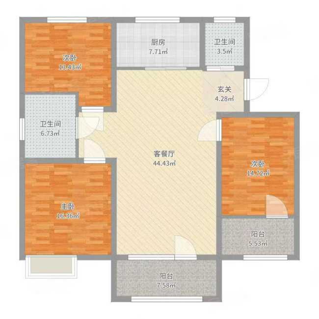 德鸿迎宾府3室2厅2卫120㎡南北89.5万