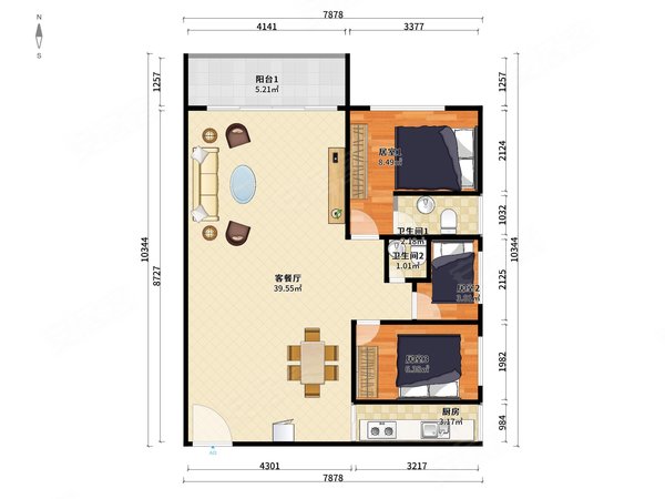 深圳光明光明乐府花园光明乐府花园3房,急租4100,全新家私,近学校