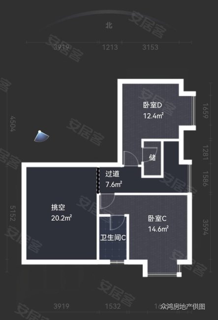 北辰三角洲E7区5室2厅2卫171.34㎡南北340万