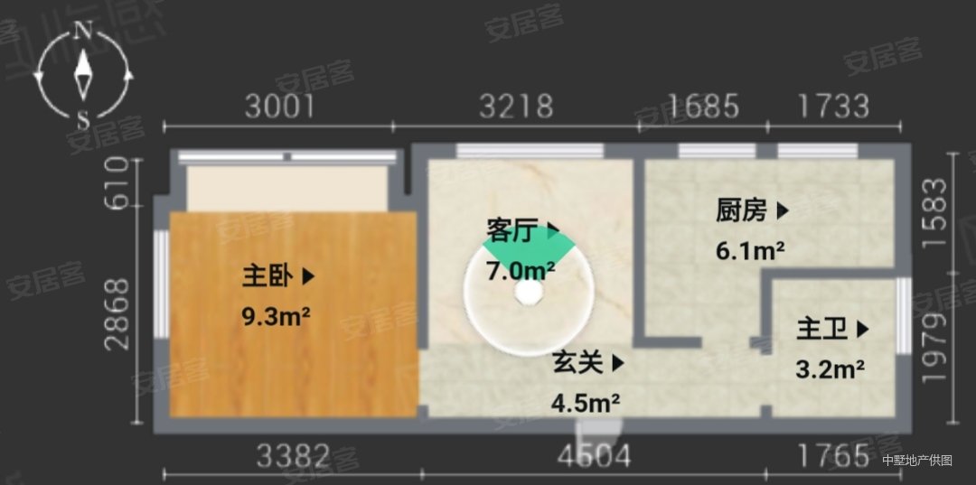 九联湖畔1室1厅1卫41.79㎡南56万