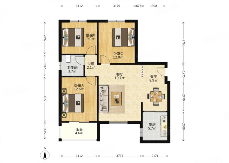 户型方正,全明户型,中间楼层,业主诚心卖.