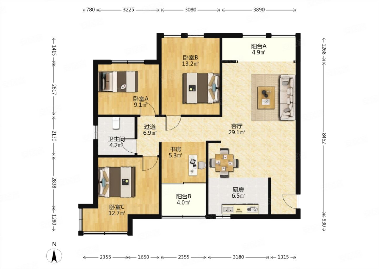 九都路美伦山水华府精装四室南北通透看房方便