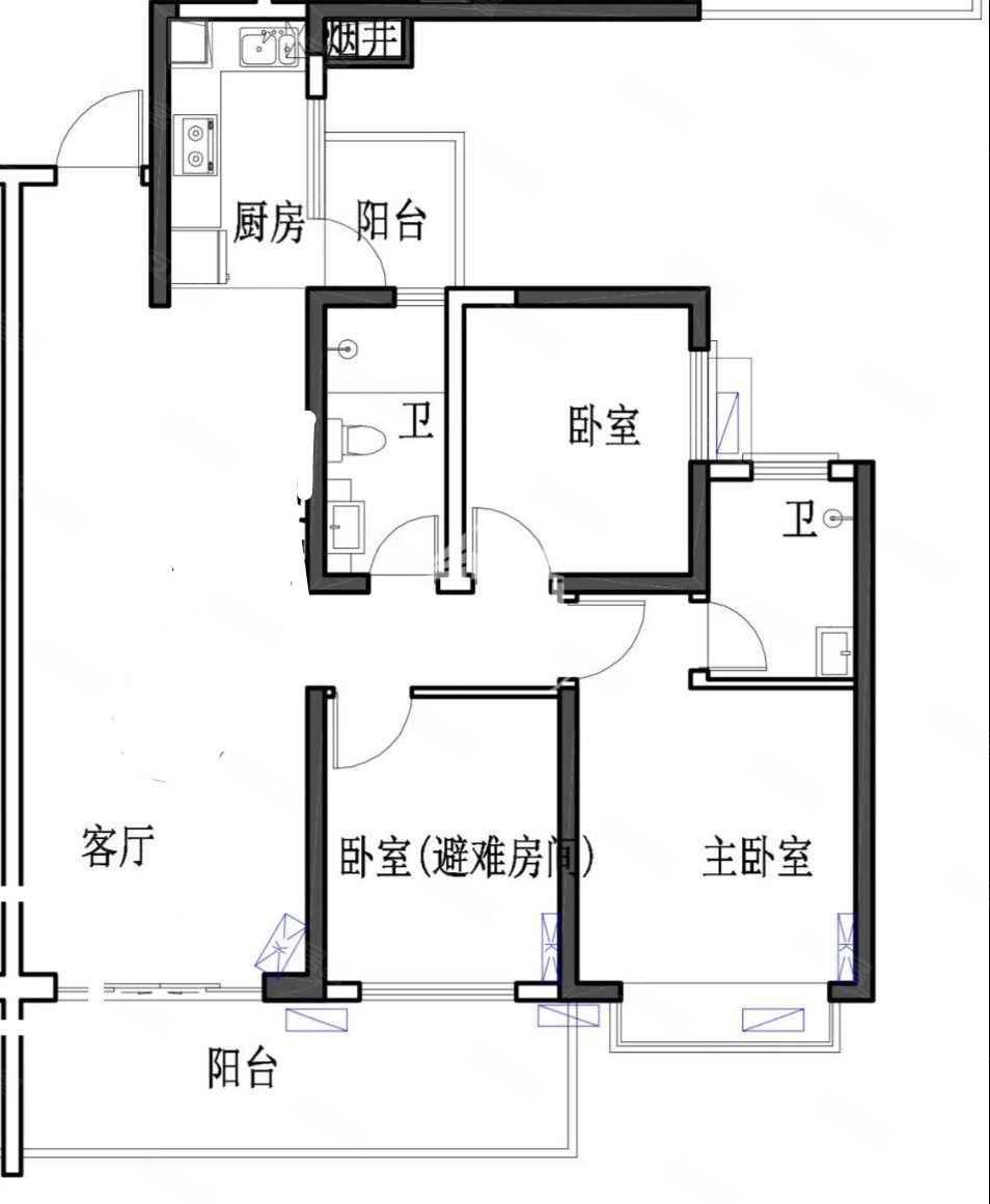 市委大院3室2厅2卫111.55㎡南北125万