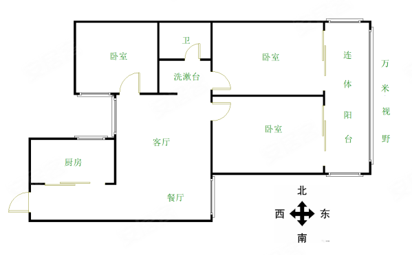 保利天悦颐景花园3室2厅1卫90.21㎡南北210万