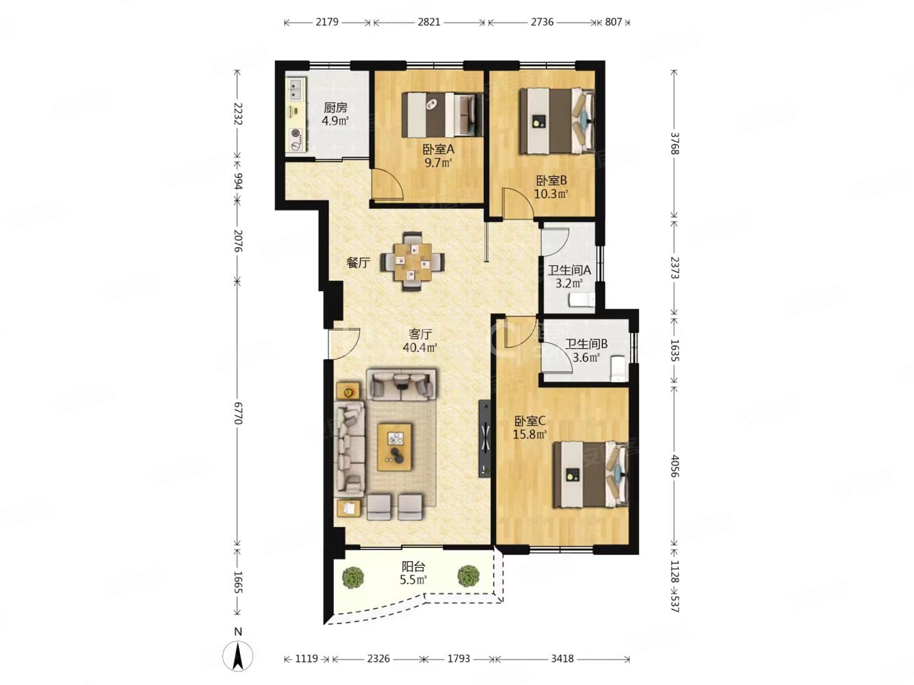 金山小区精装修电梯三房南北通透诚意出售