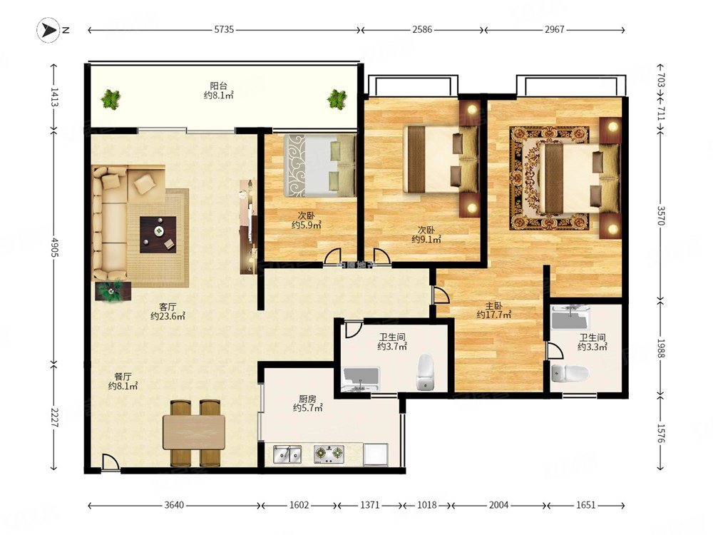深业东岭电梯房购物方便小三居近地铁南北通透