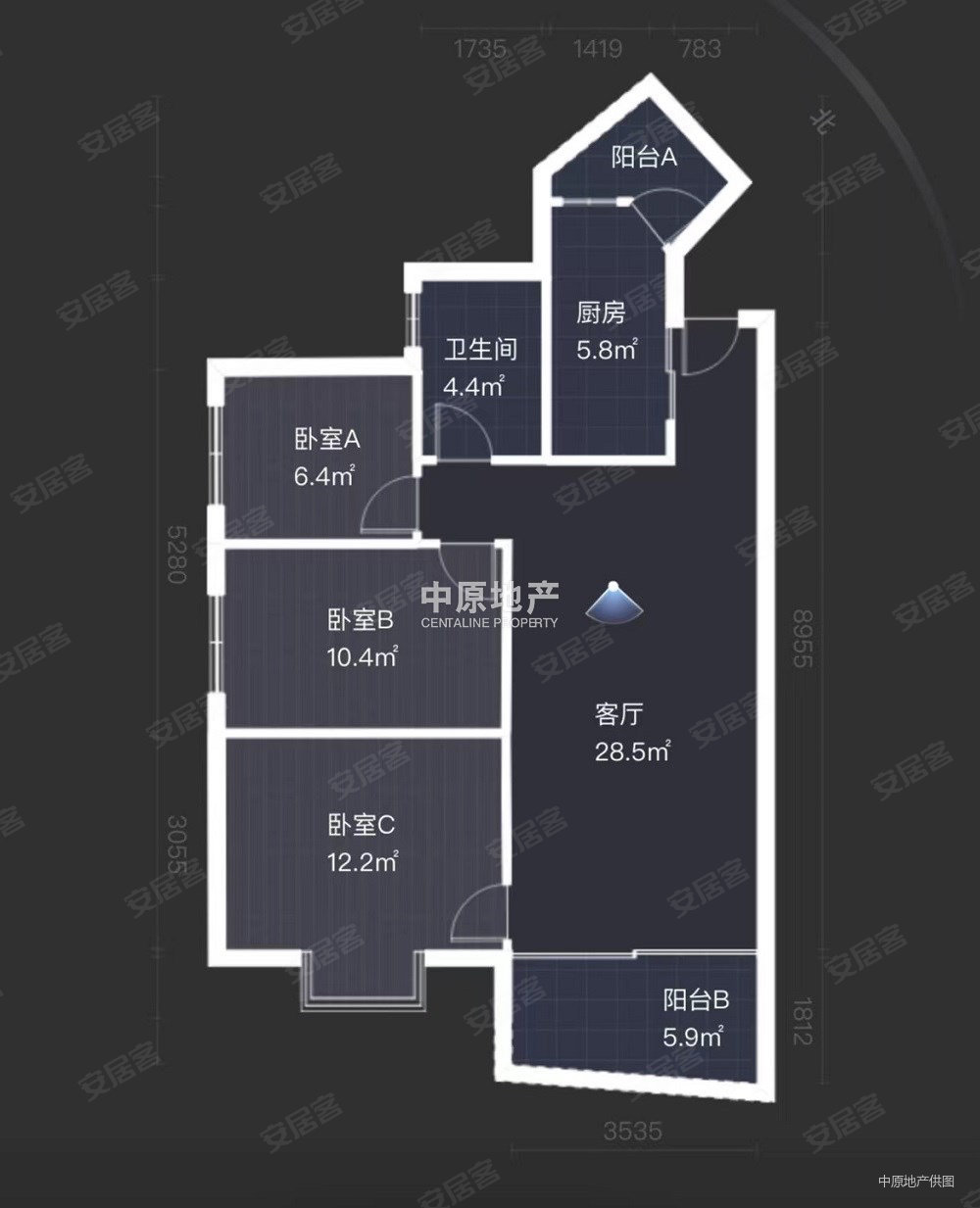 绿景东山华庭3室2厅1卫95.91㎡南北850万