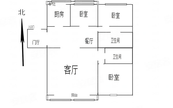 密西花园3室2厅2卫116㎡南北175万