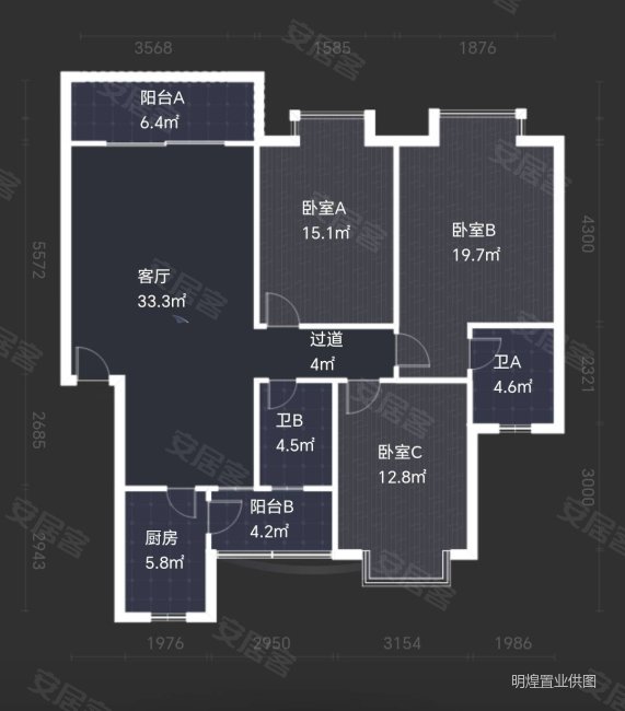 银石雅园十一中十六小 正规格局3房2厅2卫