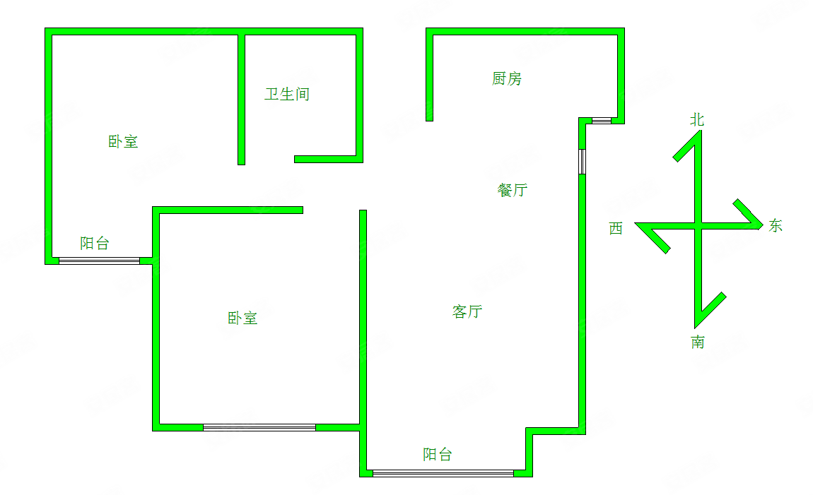 旺峰嘉苑二期2室2厅1卫78㎡南北55万