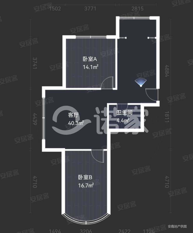 天兴新家园2室2厅1卫92.52㎡南北288万