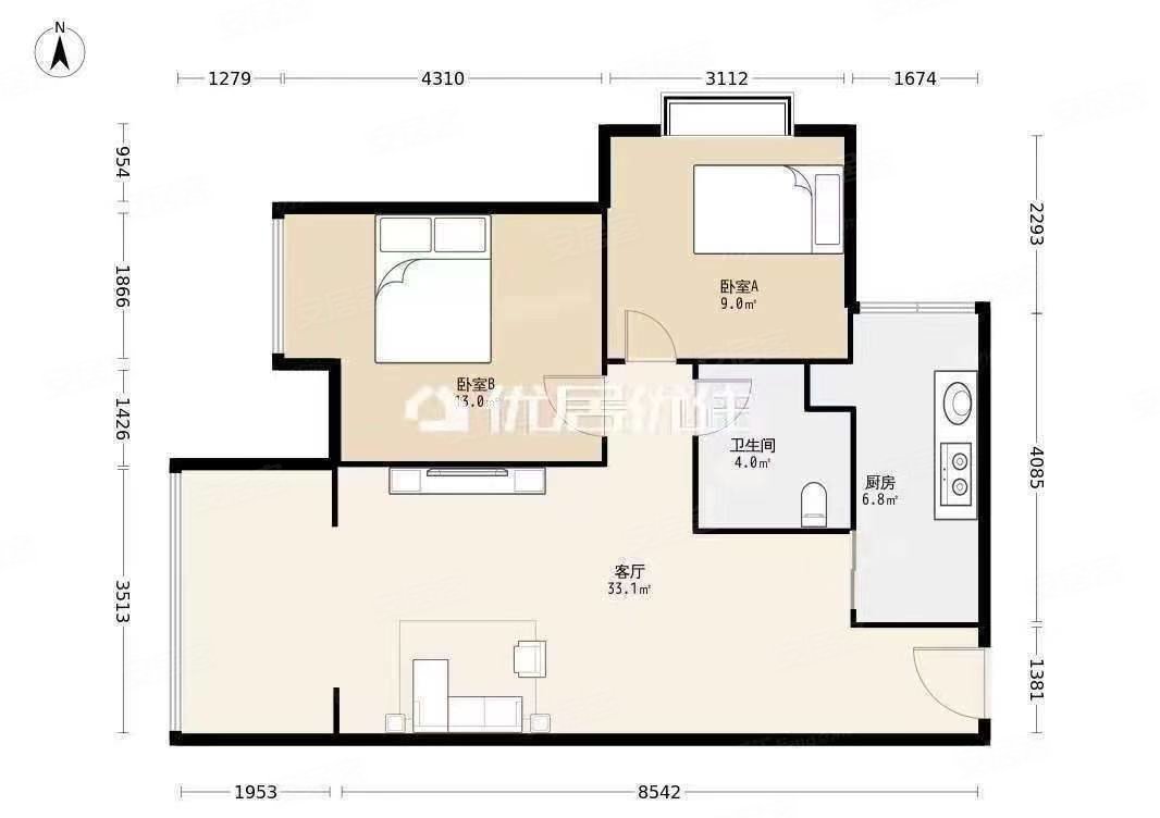 住家装修yyds坐北朝南采光通透户型方正靠近轻轨商圈
