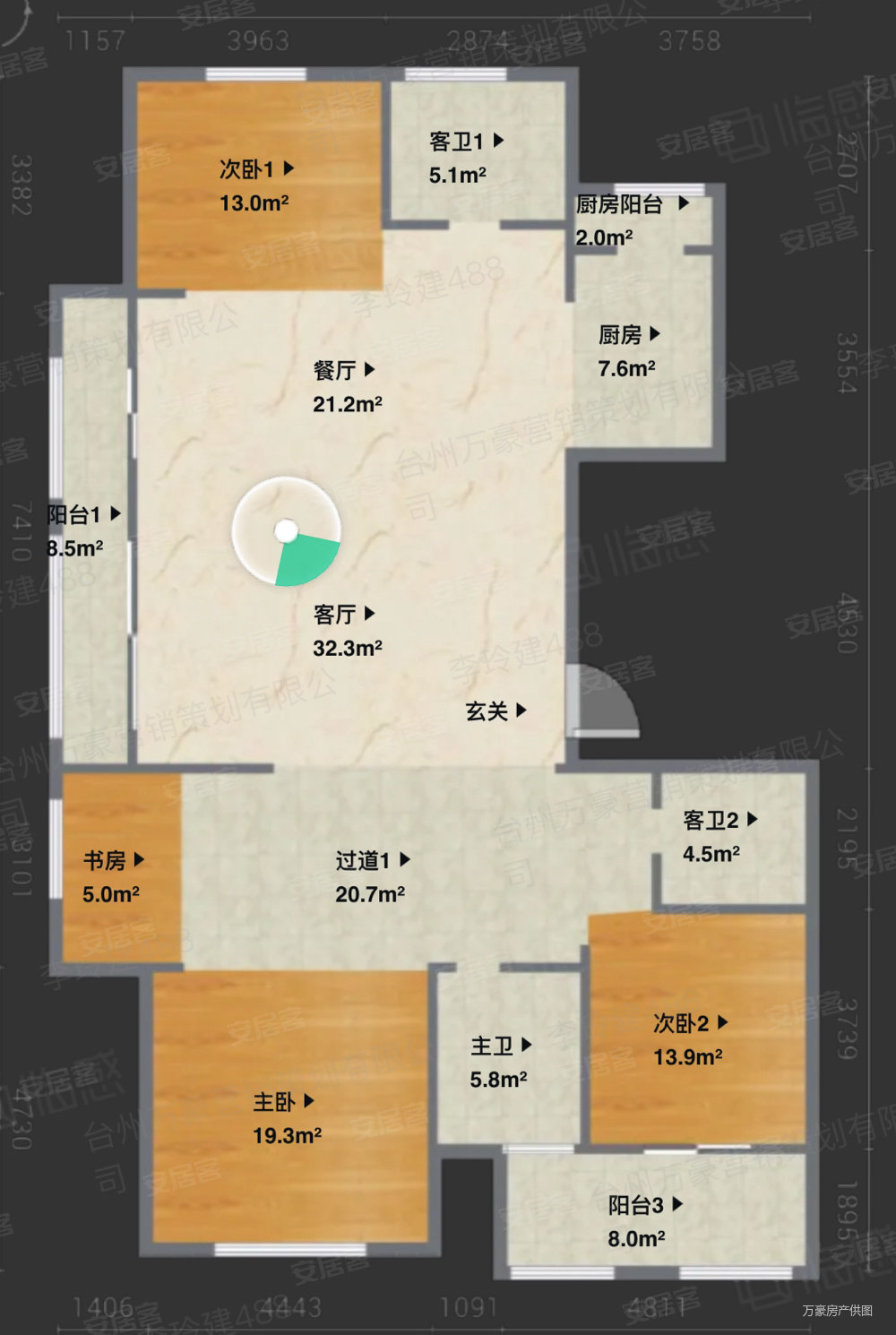 荣安华府4室2厅3卫18629㎡南北399万