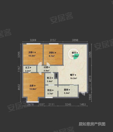 龙江国际城3室2厅2卫108㎡南北75万