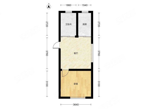 合盛元小区1室1厅1卫55㎡南北16万