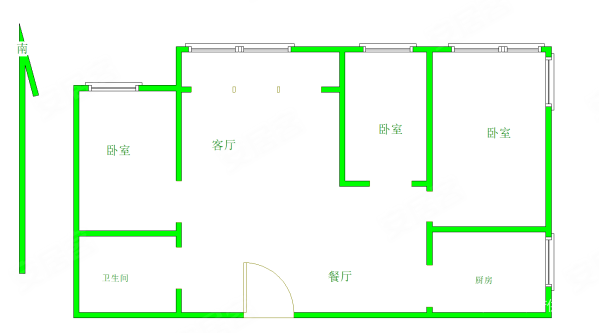 都市花园3室2厅1卫133㎡南北88万