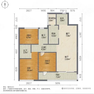 缙颐久玺台3室2厅2卫103㎡南北60万