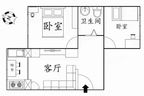 春明街小区2室2厅1卫66㎡南北26.5万