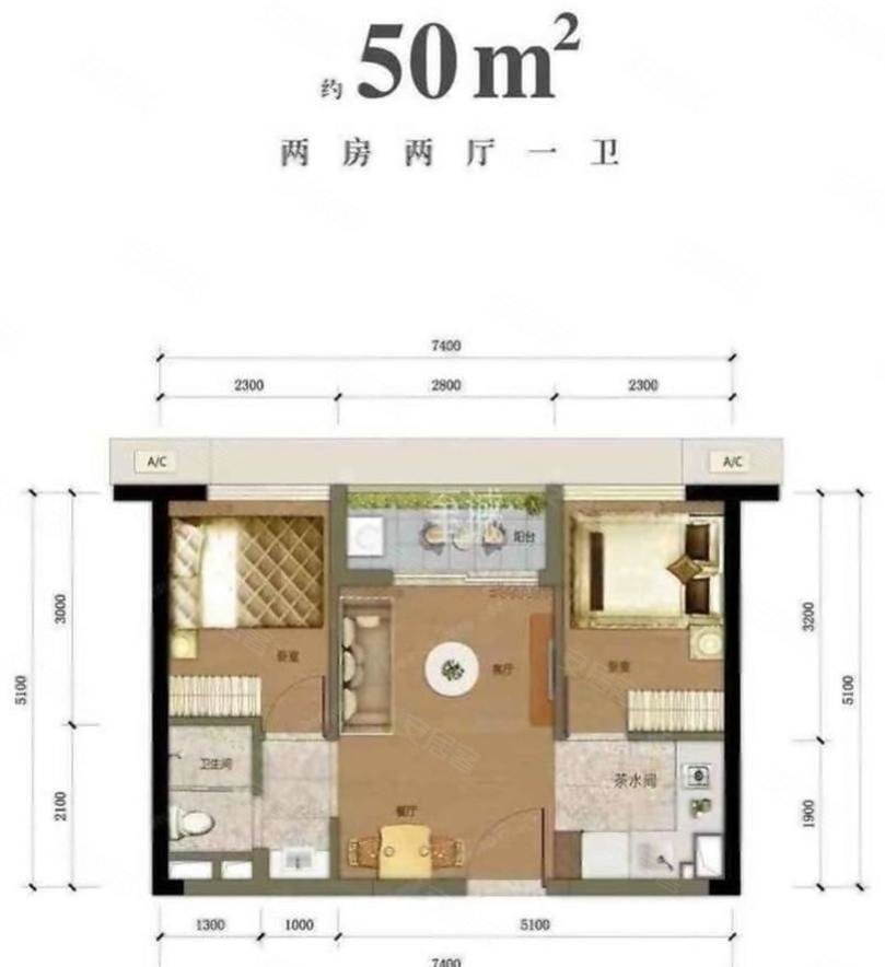 万科云城(六期)2室1厅1卫51㎡南268万