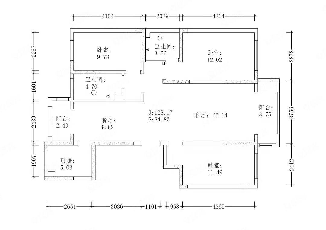 贸易局楼2室1厅1卫76.59㎡南北18.8万