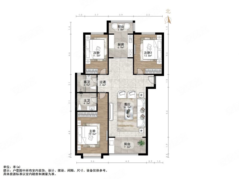 实力粼湖居3室2厅2卫134.86㎡南155万