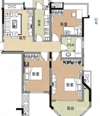 云谷山庄3室1厅1卫89.85㎡南215万