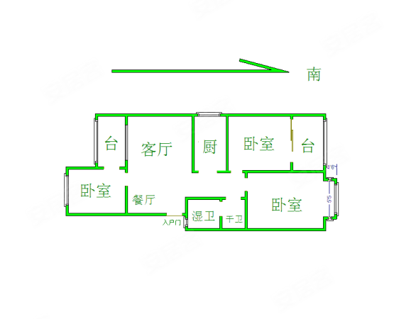 泉河丽景3室2厅1卫108㎡南北63万