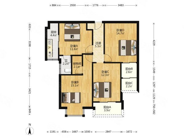 欣欣家园3室2厅1卫101.49㎡南136万