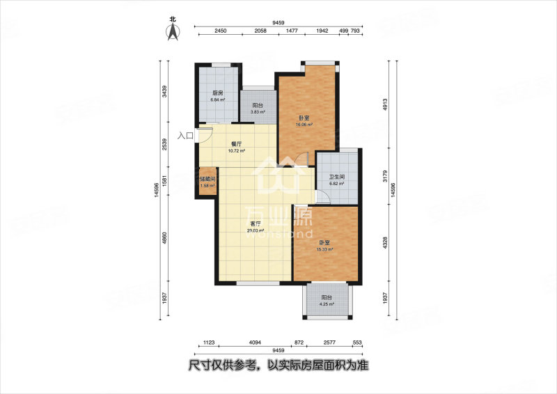 广厦富城2室2厅1卫113.5㎡南北139万