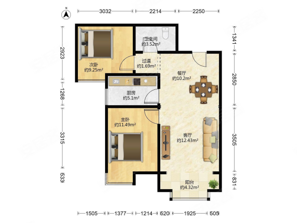 保利茉莉公馆2室4厅1卫85.31㎡南430万