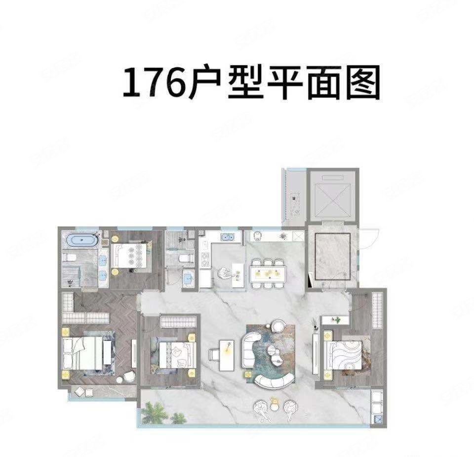落地窗 大宽厅,龙湖天奕一期二手房,610万,4室2厅,2卫,176平米-济南