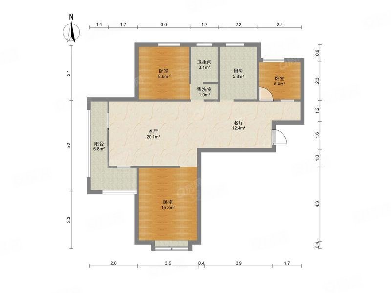 奥青城3室2厅9328m毛坯