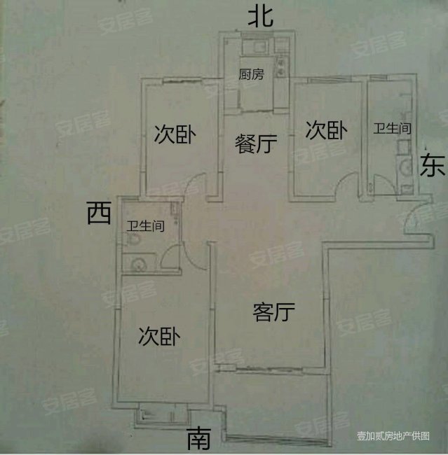 贻成御景国际3室2厅2卫130.69㎡南北130万