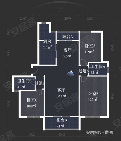 天地源兰亭坊3室2厅2卫160.05㎡南北649万