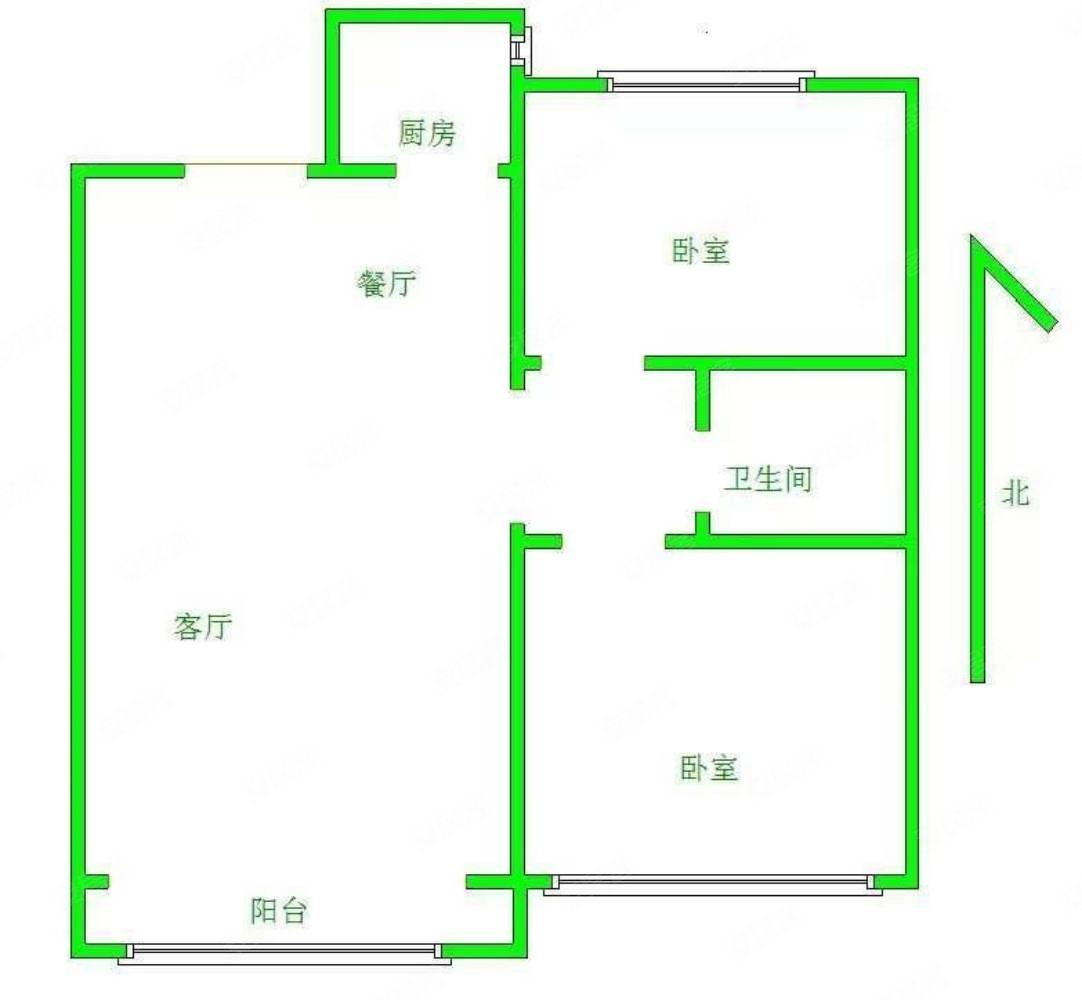 未来城(D区)2室2厅1卫86.42㎡南北68万