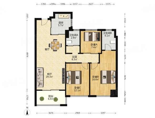 融创常州御园三期(玉兰广场五期) 双卫 电梯房 南北通透