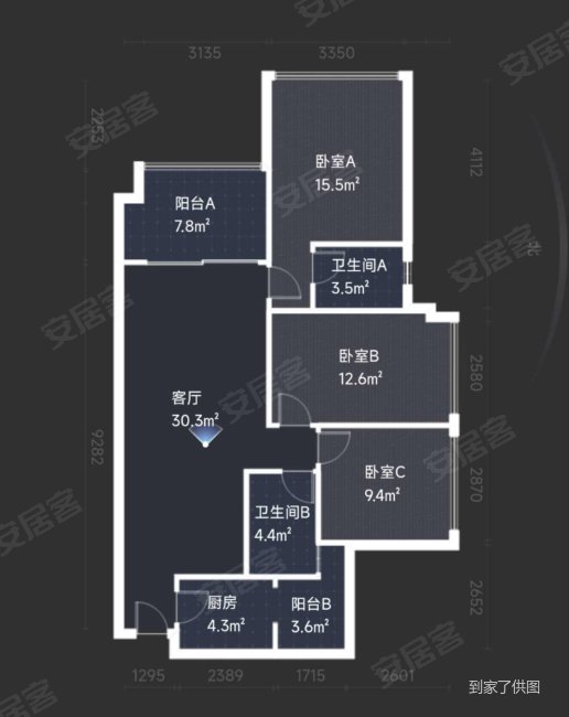 万锦城3室2厅2卫93㎡西139万