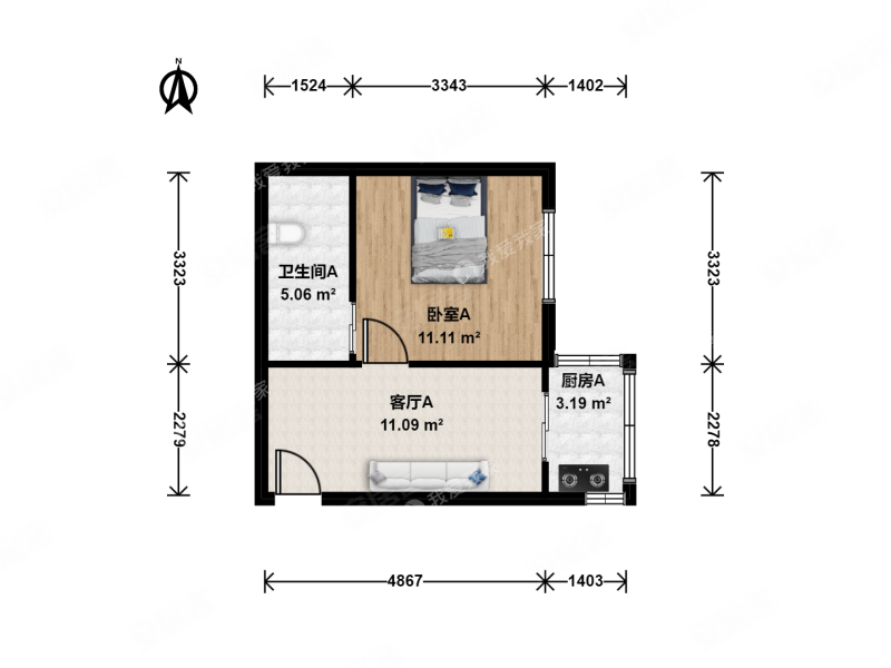 纯洁里1室1厅1卫36.33㎡东89万