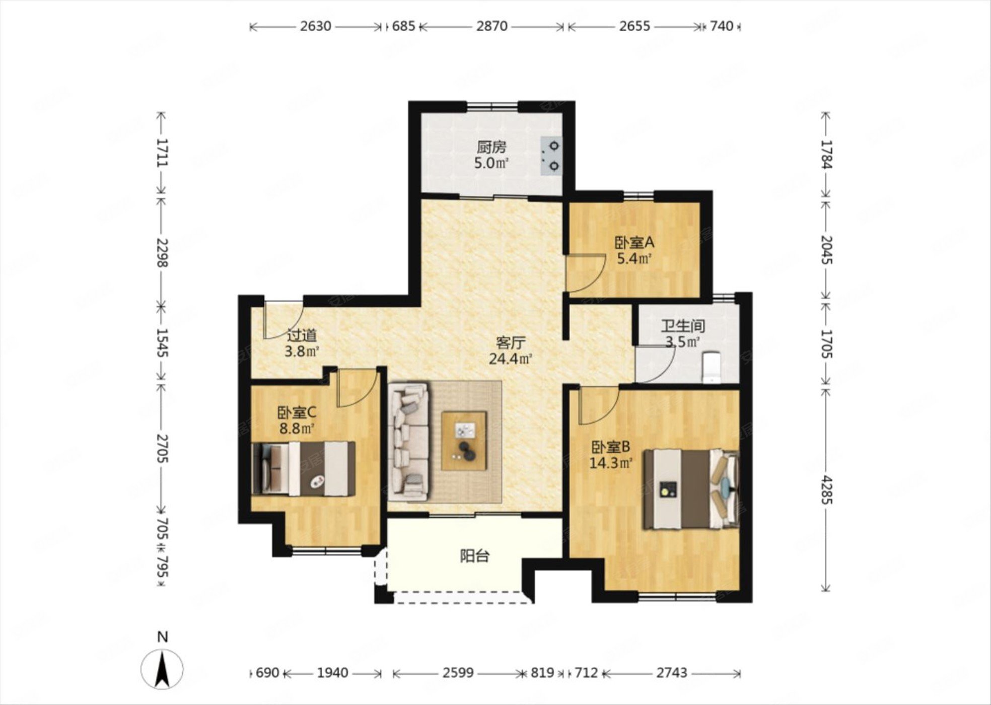 香溢璟庭洋房三开间朝南户型全新毛坯