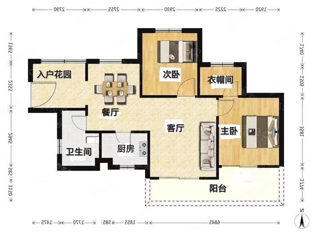 二改三房户型双阳台采光无遮挡有钥匙随时看