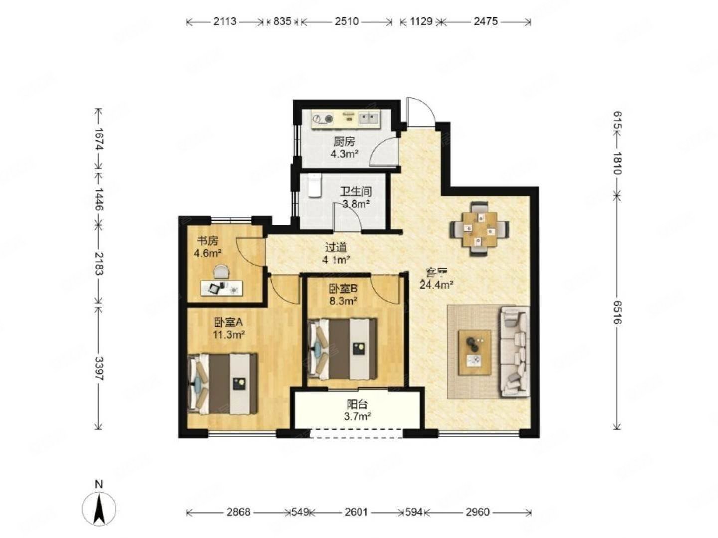 三房,家电家具全送,好楼层,快来看房,景瑞阳光城法兰公园(公寓住宅)