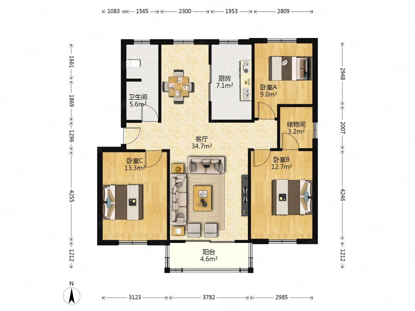 碧水湾双卫临地铁正南朝向正规商品房刚需小三居