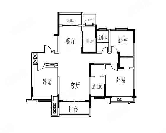 157平东外环汉润府大三室毛坯采光视野非常汉宁汉华