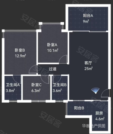 棕榈假日3室2厅2卫85.54㎡南北140万